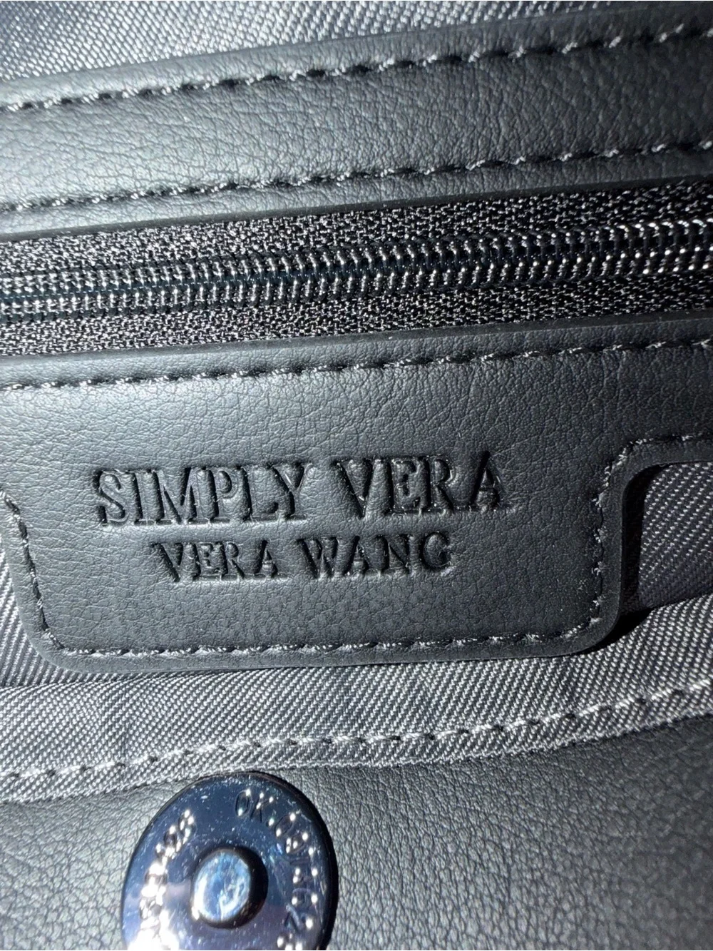 Simply Vera Vera Wang Black Shoulder Bag with Gunmetal Chain